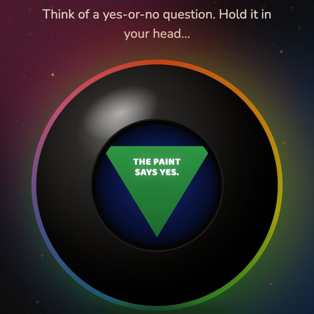 Ask the Pop: a fortune ball with the answer showing